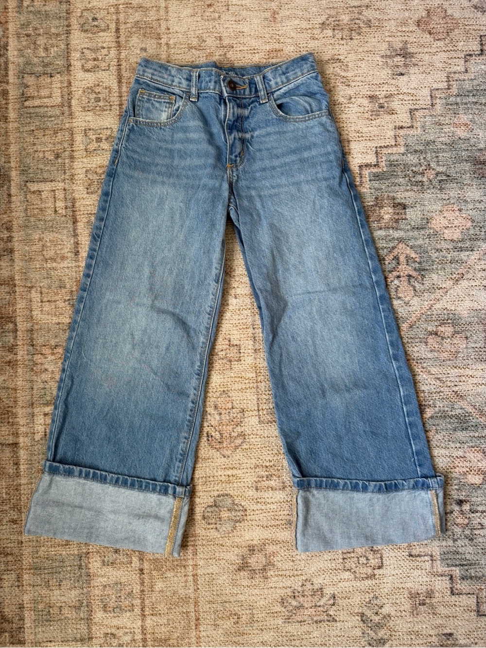 Classic Wide-Leg big girls size 7 Jeans in Light Blue